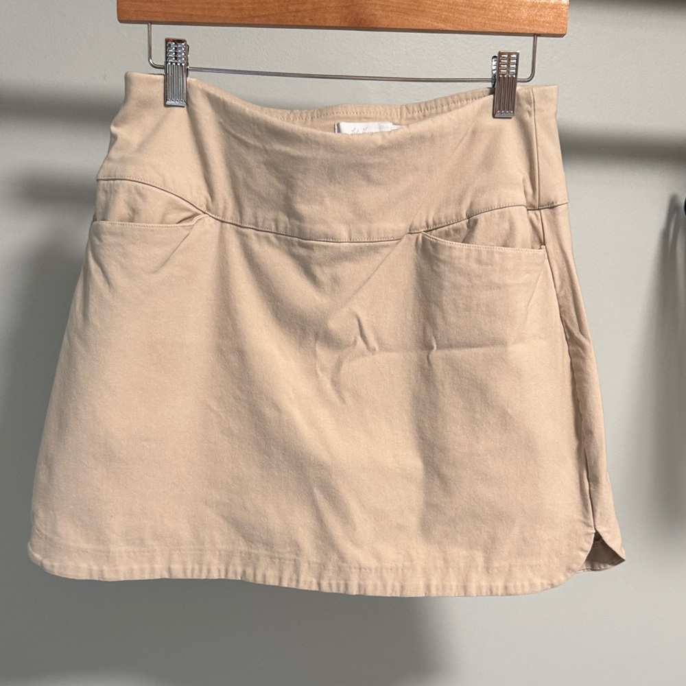 Lady Hagen Beige/Tan Smooth Waistband Golf Skirt